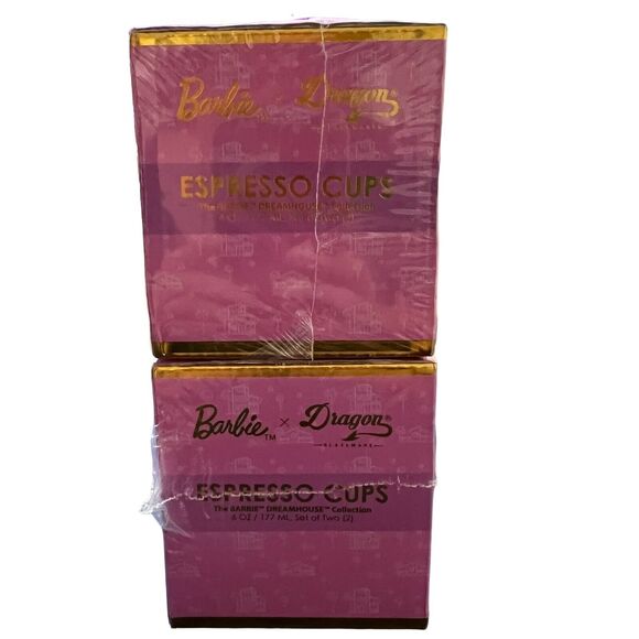 Barbie X Dragon Glass Coffee Mugs, Pink & Magenta Double Wall Lot of 4 NEW - Picture 4 of 6